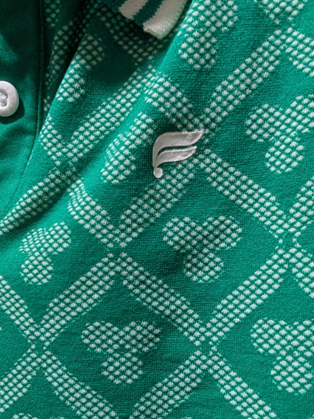 Fabletics Green Sleeveless Polo with Geometric Knit Women's M - Picture 2 of 5
